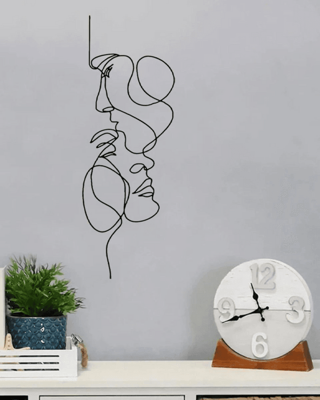 Metal wall art minimalist face lines