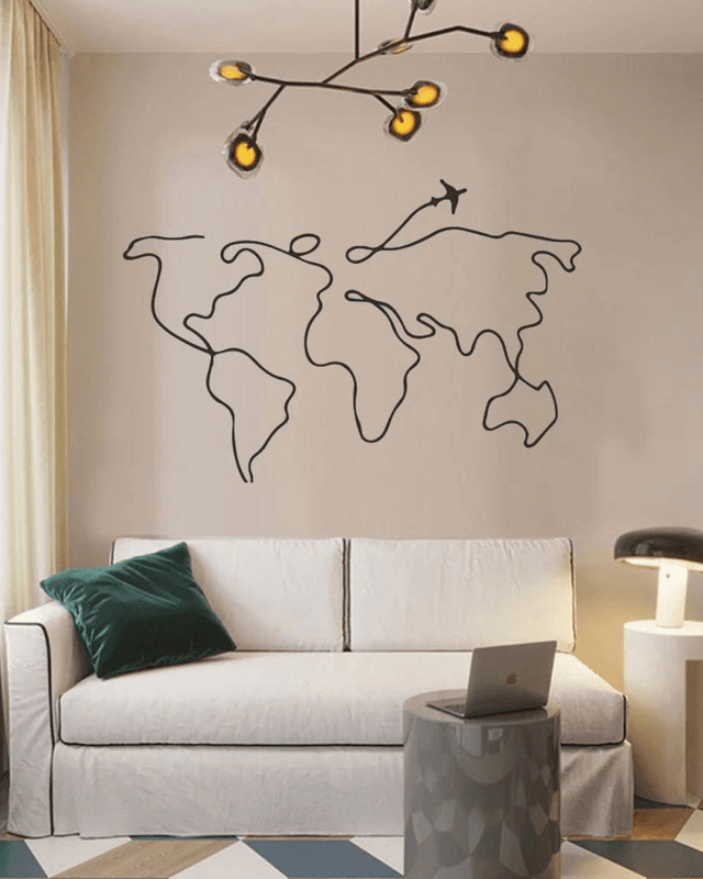 Simple Line Travel World Map